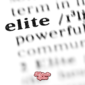Close-up of the dictionary definition of the word 'elite,' with the pronunciation and part of the definition visible. In the bottom left corner, there's a Majestic Spice logo.